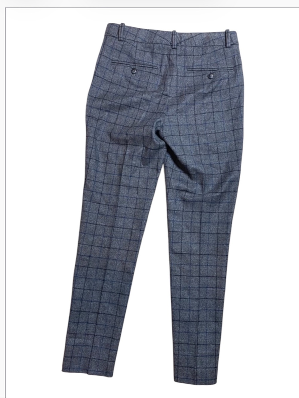Theory Treeca Wool Cashmere Gray Windowpane Plaid Crop Pants $385 Excellent 12 - Picture 3 of 11